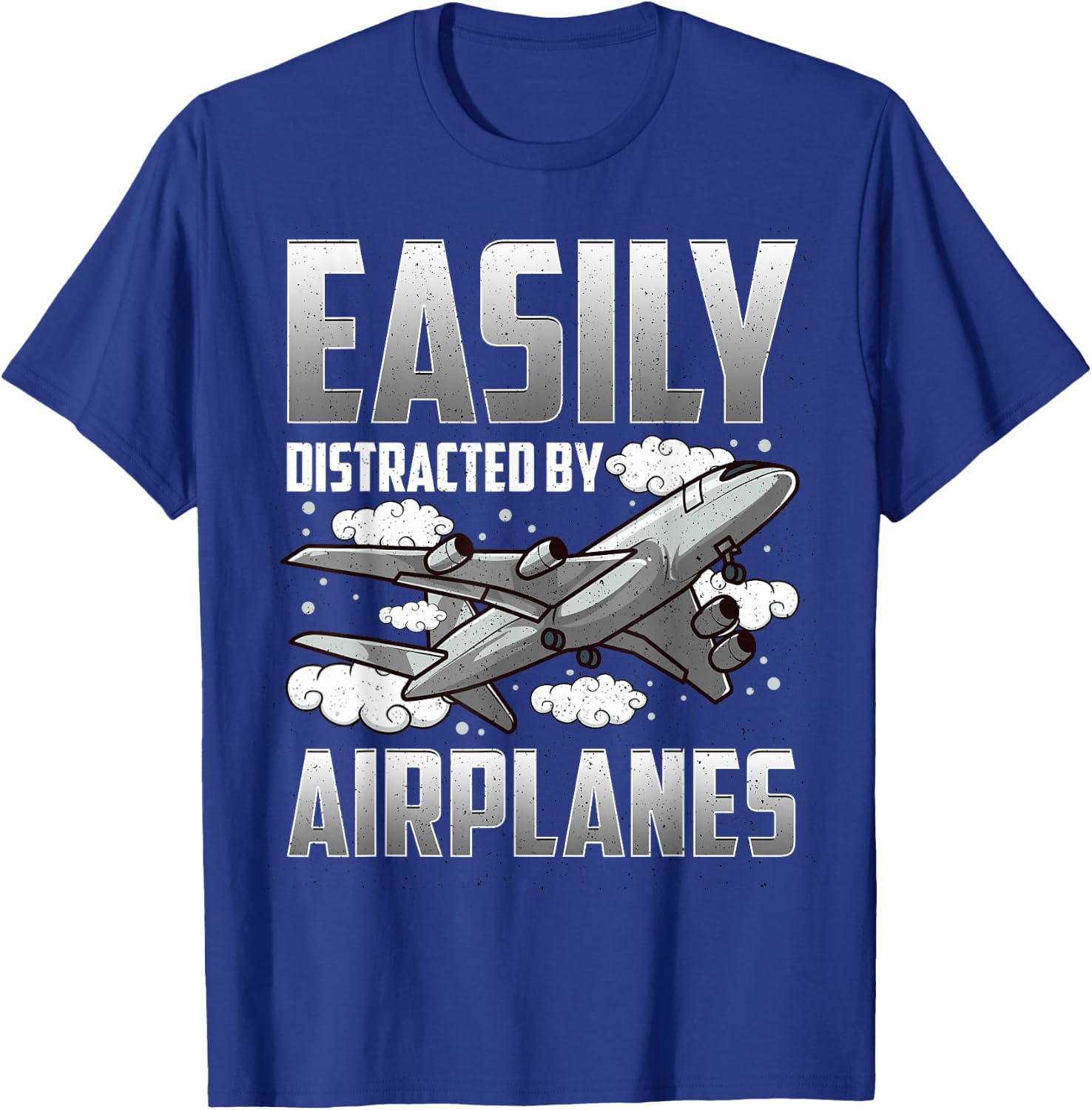 Funny Pilot Shirt Aviation Easily Distracted By Airplanes T-Shirt - T-Shirt | Royal