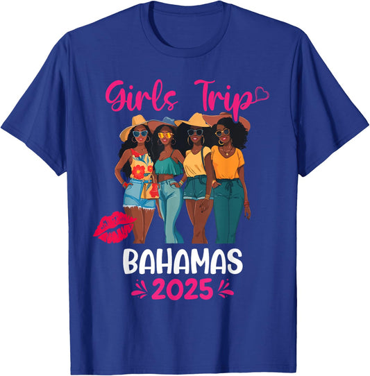 Black Girls Trip Bahamas 2025 Vacation Matching T-Shirt - T-Shirt | Royal