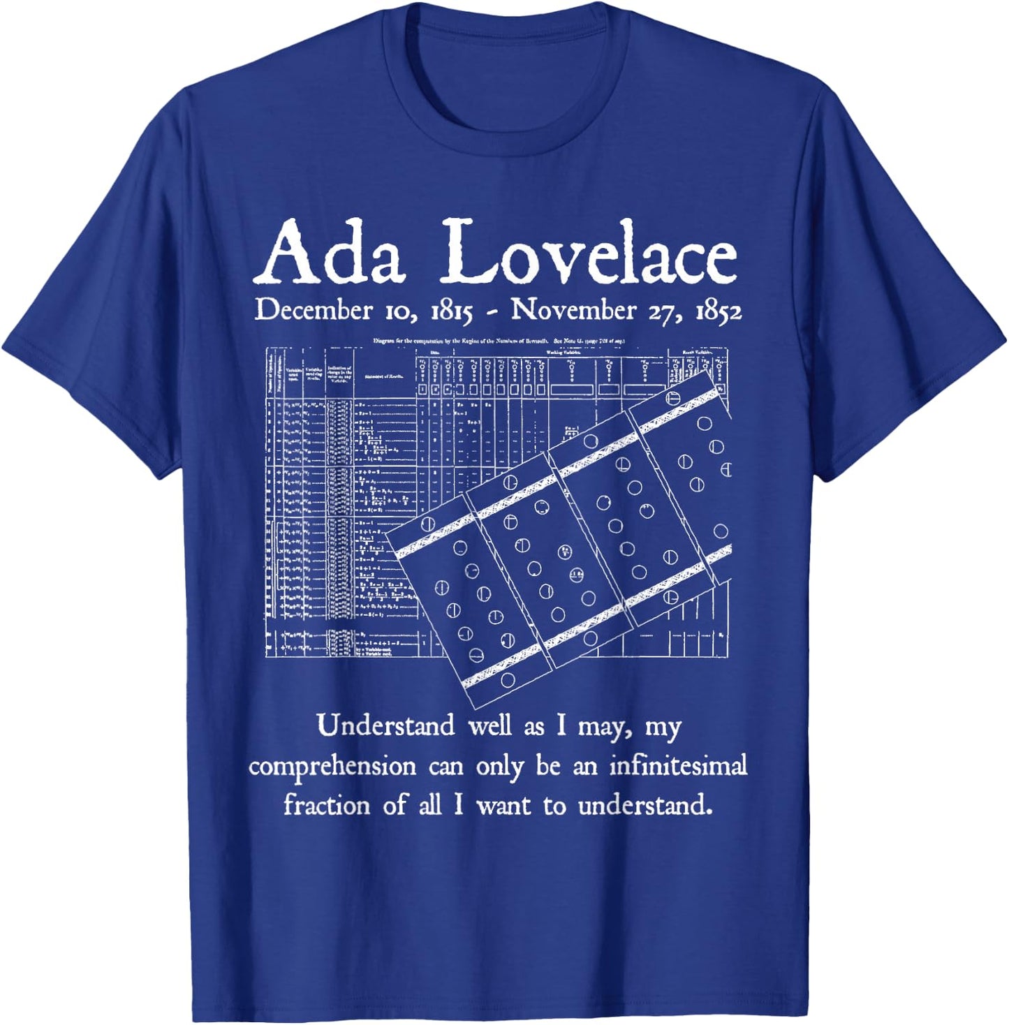Nerdy Vintage Ada Lovelace Computer Science Math Teacher T-Shirt - T-Shirt | Royal