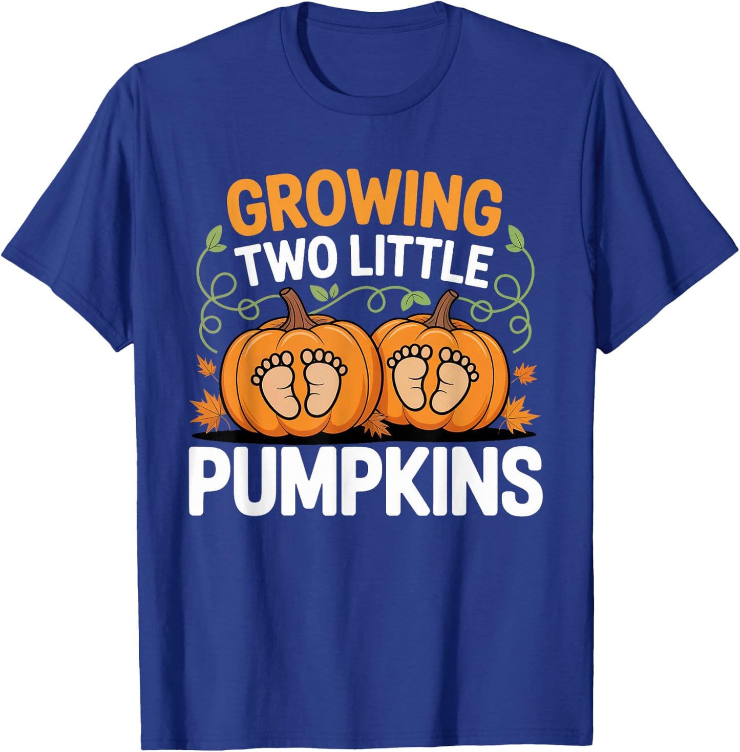 Growing Two Little Pumpkins Twin Fall Pregnancy Halloween T-Shirt - T-Shirt | Royal
