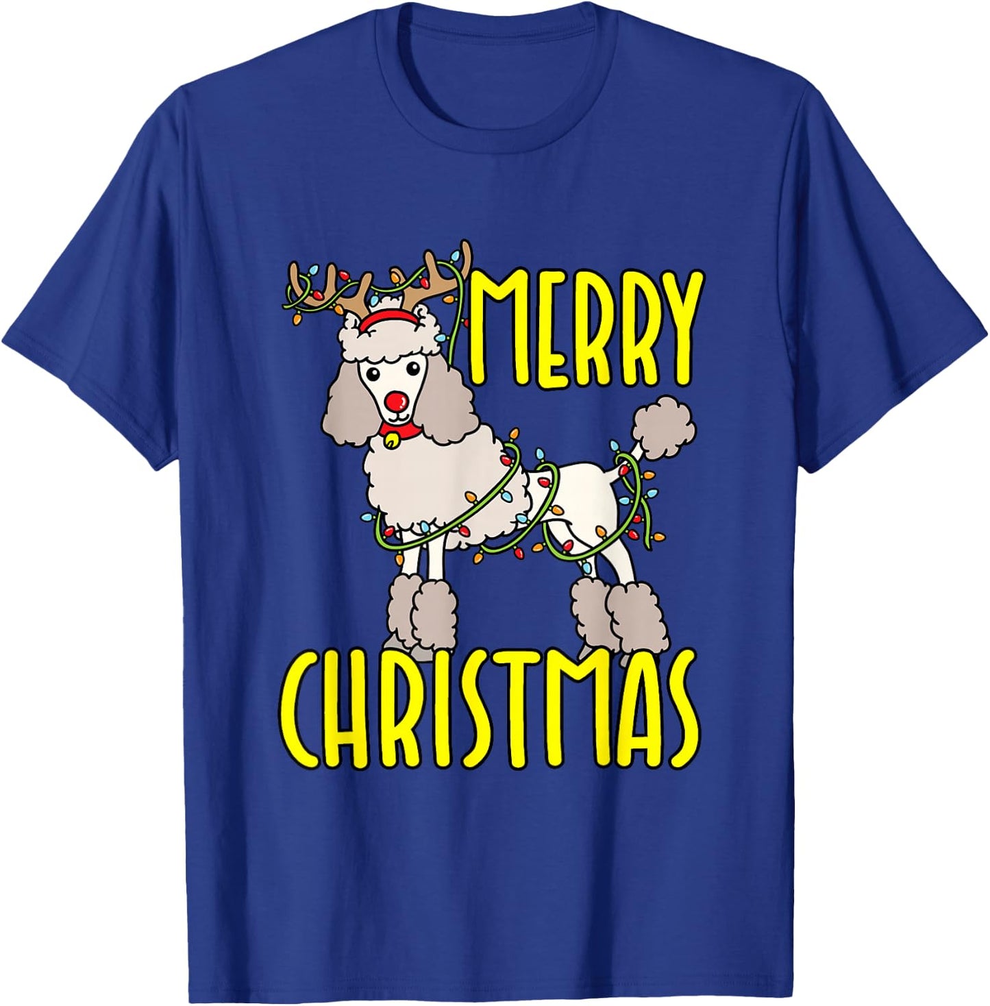 Standard Poodle Gifts And Shirts Poodle Christmas Dog Antlers Xmas Holiday T-Shirt - T-Shirt | Royal