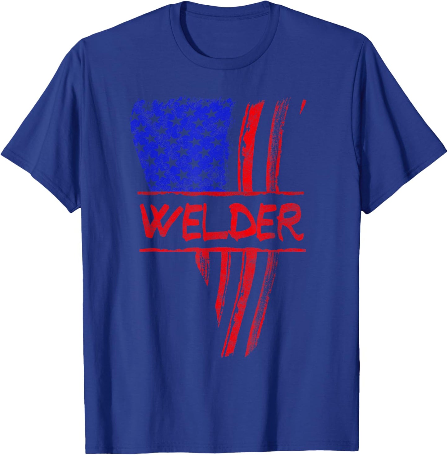 Welder American Flag Welding Gift Triangular Usa Patriotic T-Shirt - T-Shirt | Royal