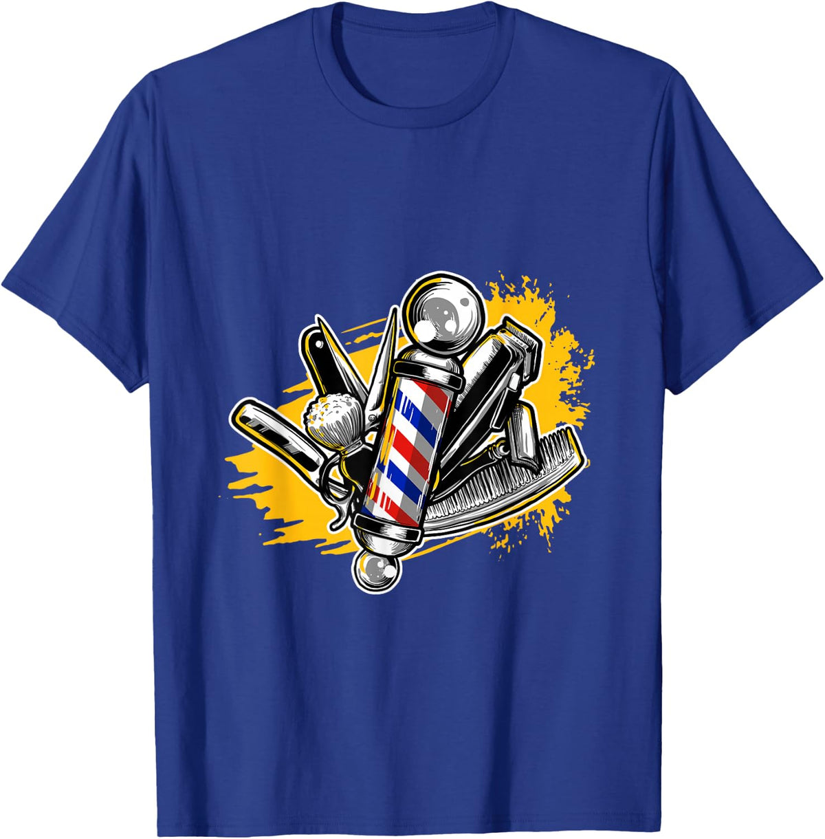Lustige Friseur Barber Geschenke Barber Barbershop Pole Tools - Men's Black Small Modern Short Sleeve Cotton Blend - Hairdressers, Barbers, Salon Professionals T-Shirt - T-Shirt | Royal