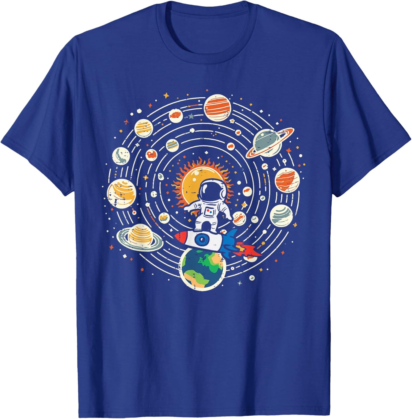 Astronaut Rocket Solar System Space Shuttle Kids Men Women T-Shirt - T-Shirt | Royal