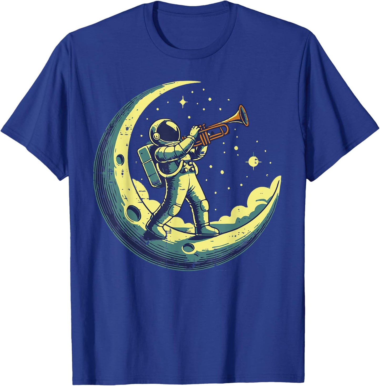 Astronaut On Moon Trumpet Funny Space Music Men Boys Kids T-Shirt - T-Shirt | Royal