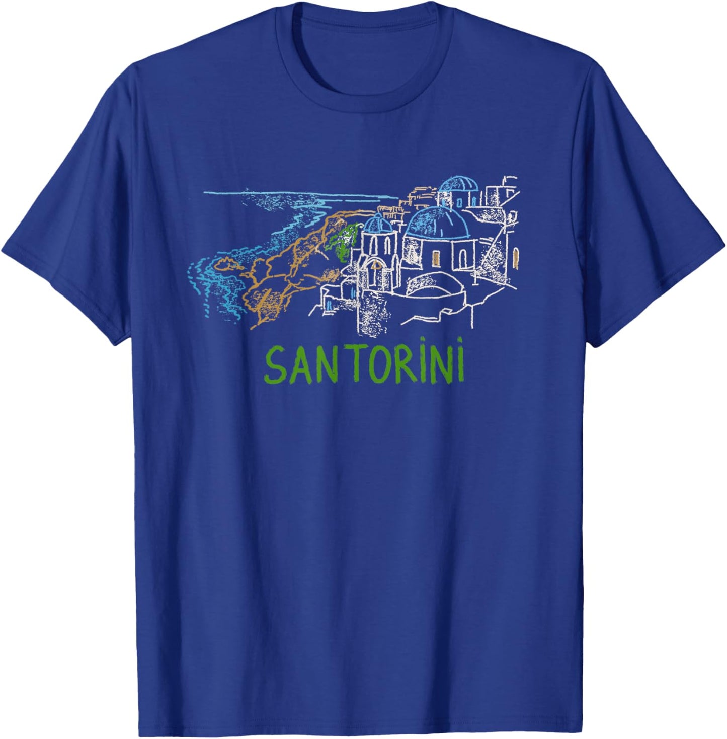 Santorini Greece Art Gift Men Women T-Shirt - T-Shirt | Royal