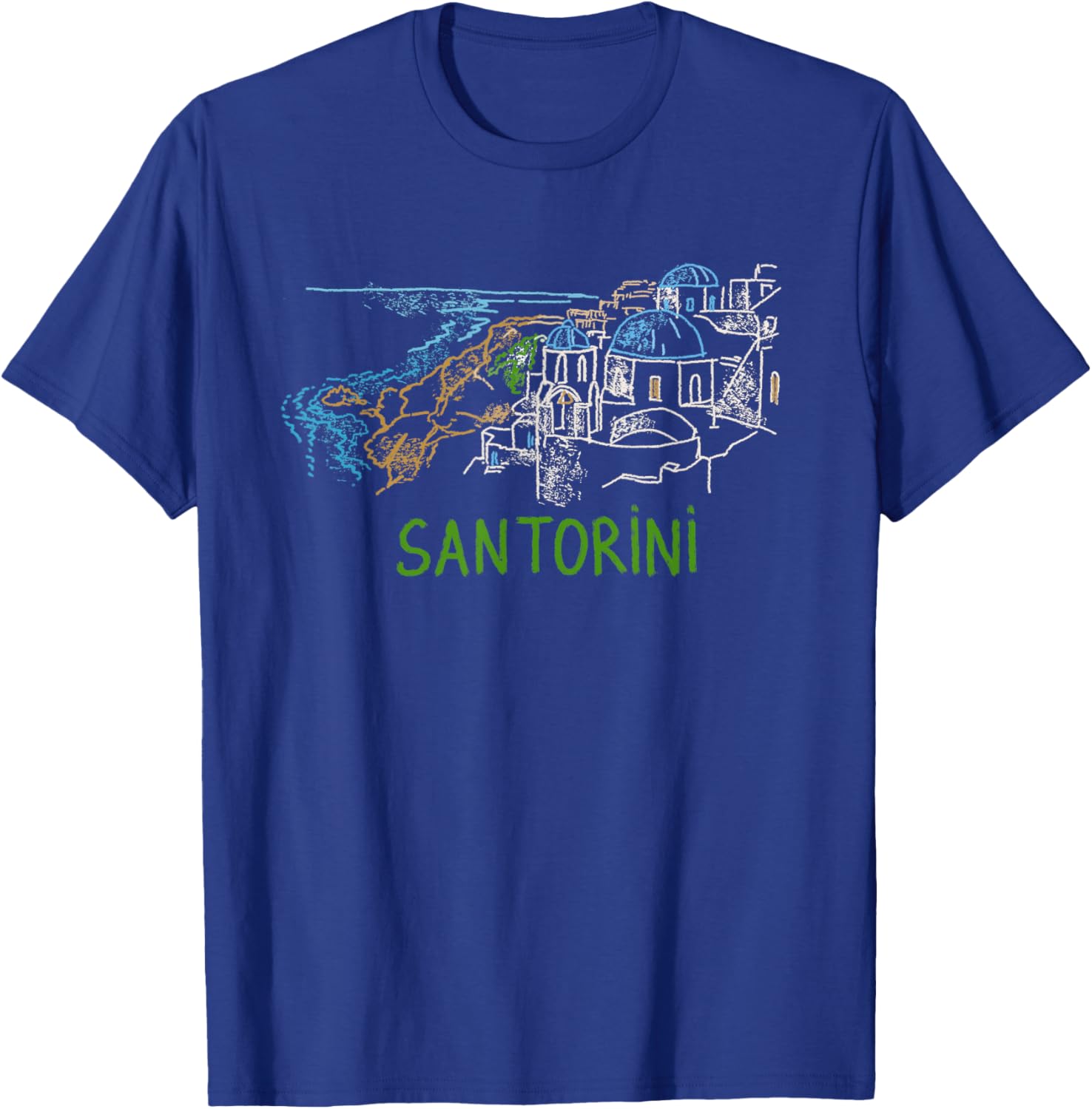 Santorini Greece Art Gift Men Women T-Shirt - T-Shirt | Royal