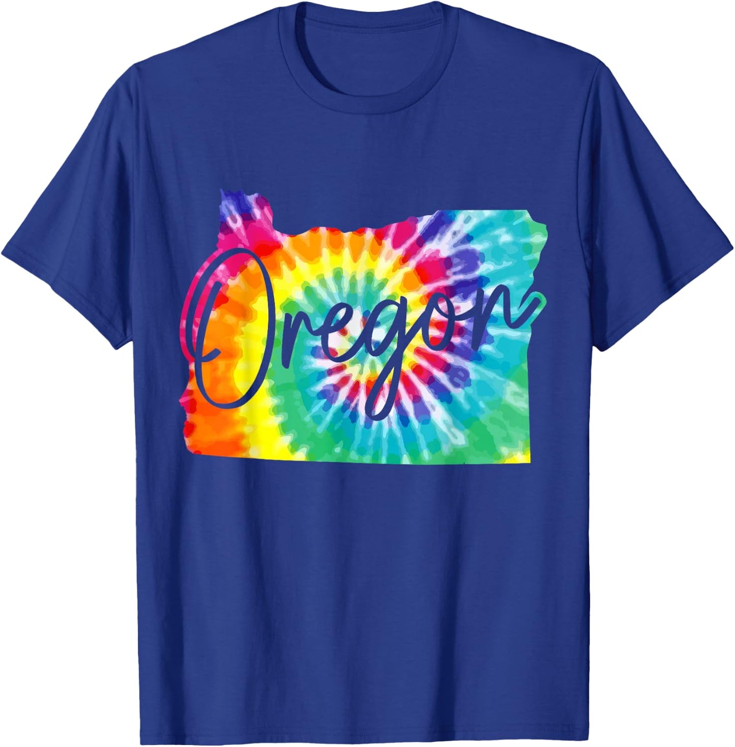 Oregon Tie Dye State Map Pride Hippie PNW Vintage Retro T-Shirt - T-Shirt | Royal