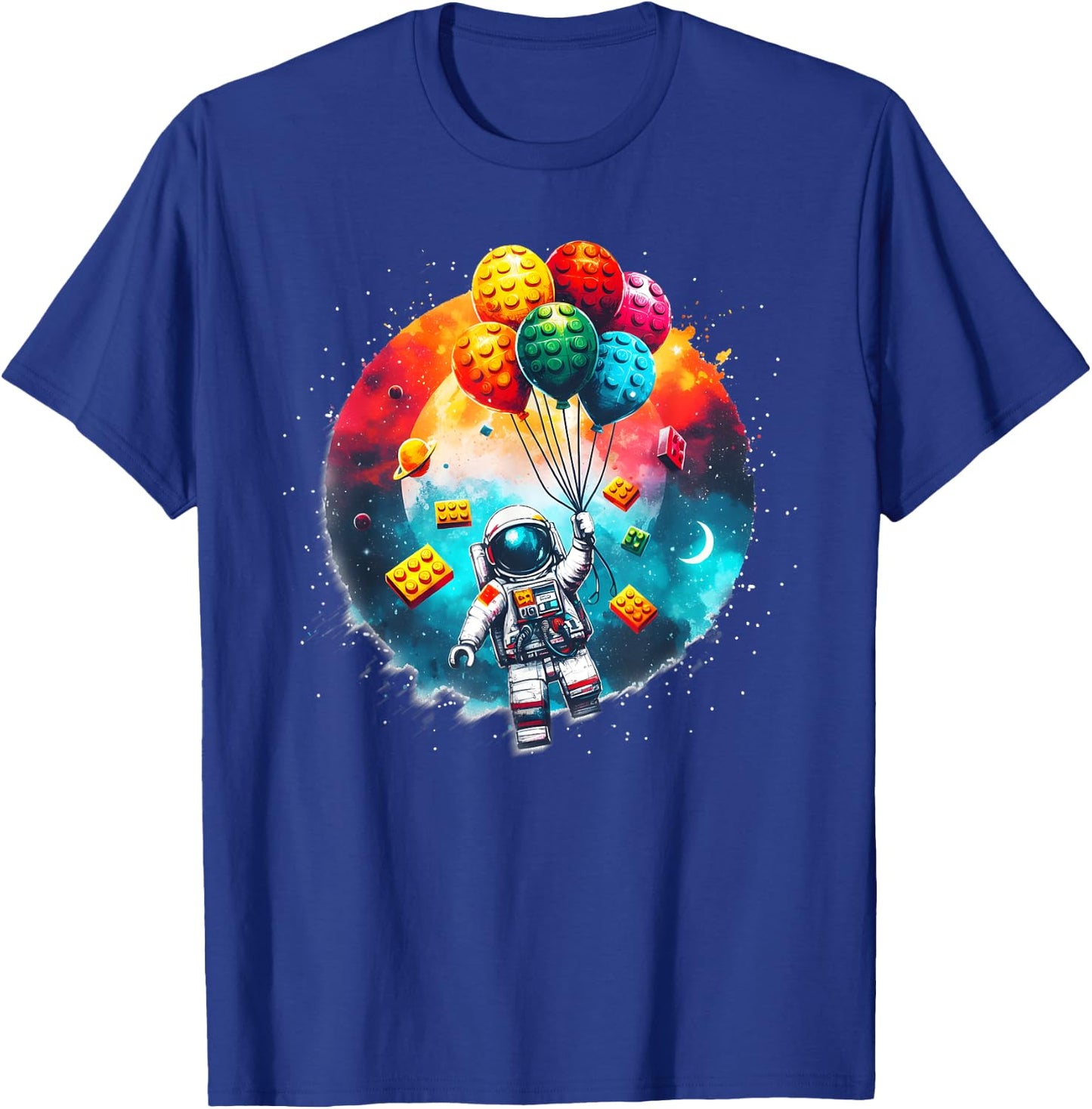 Space Astronaut Master Builder Funny Building Blocks Bricks T-Shirt - T-Shirt | Royal