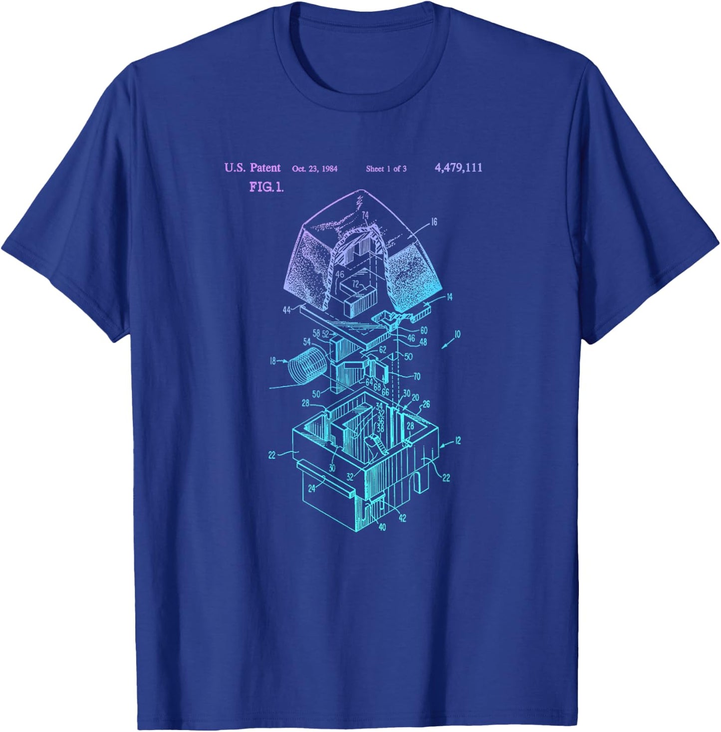 Mechanical Keyboard Patent Drawing Graphic Design Art T-Shirt - T-Shirt | Royal