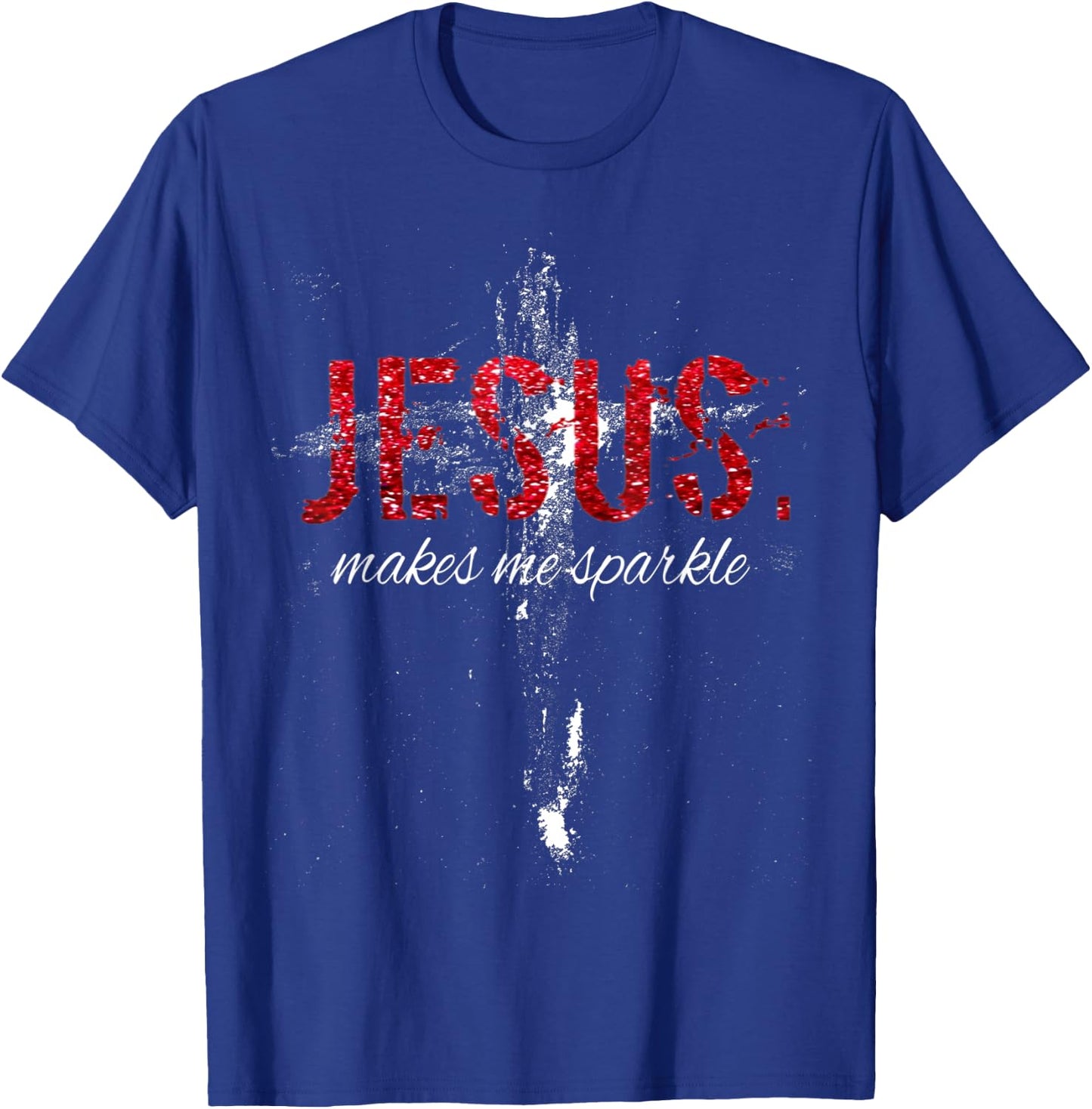 Jesus Makes Me Sparkle Vintage Retro Cross T-Shirt - T-Shirt | Royal