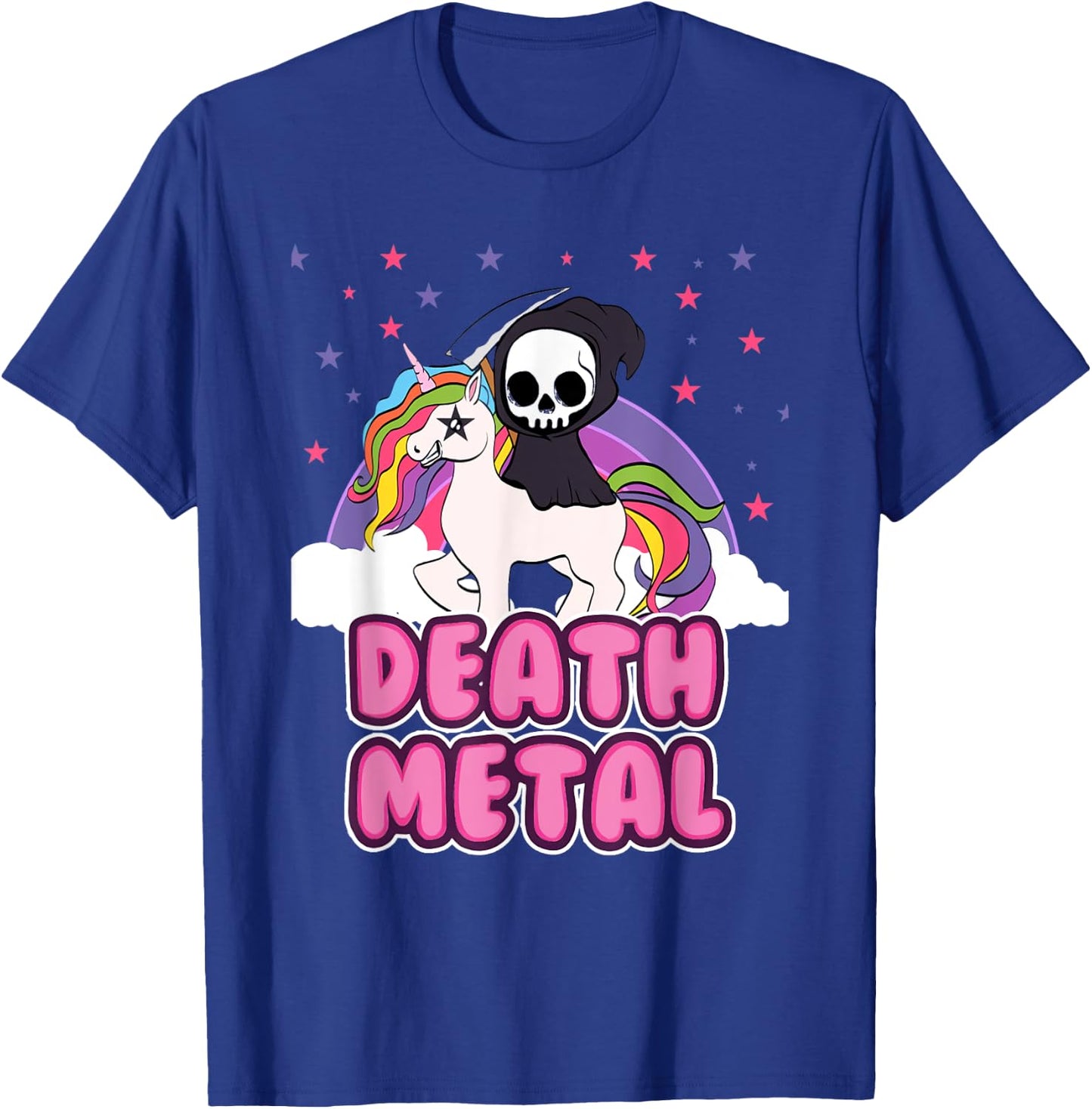 Death Metal - Unicorn Grim Reaper Rainbow Heavy Metal T-Shirt - T-Shirt | Royal