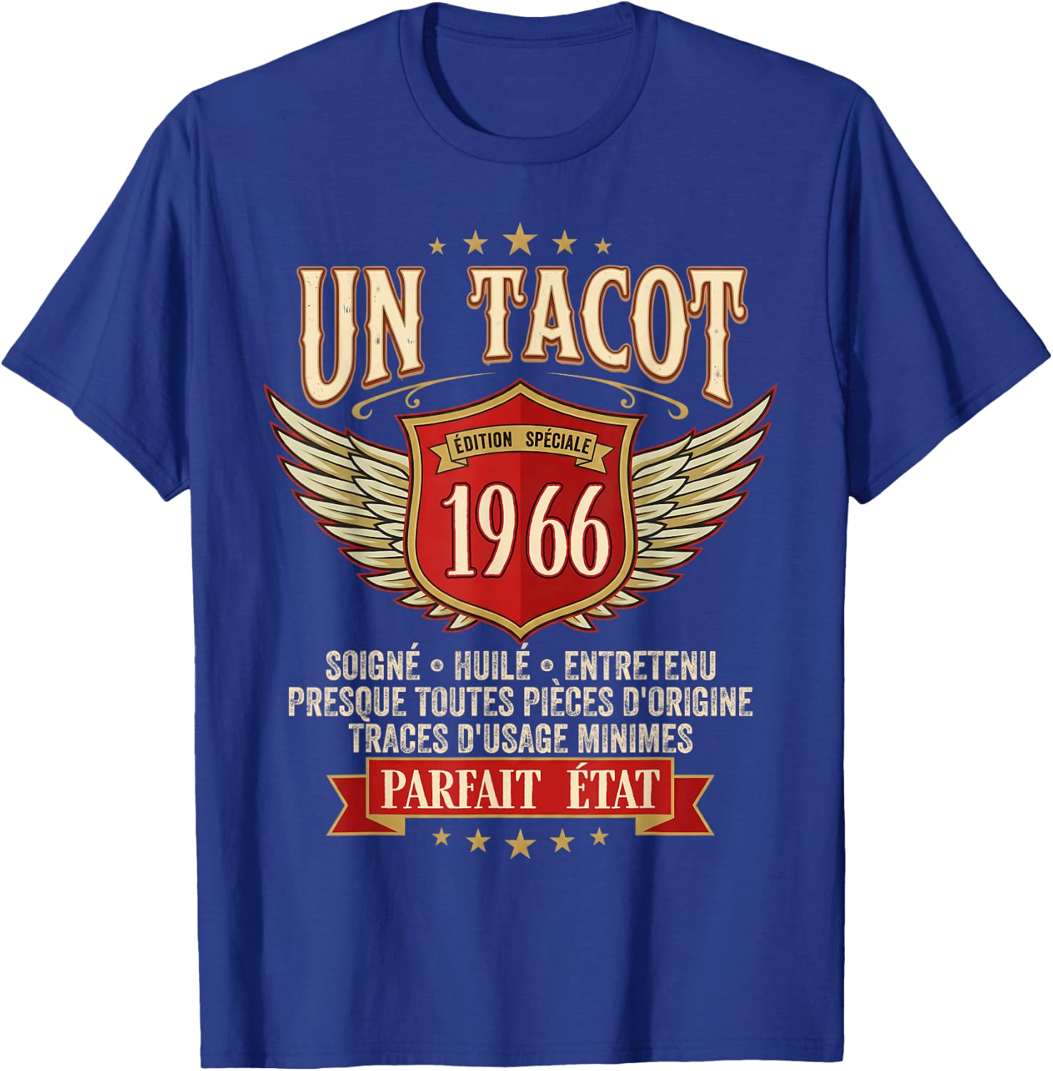French Quote 1966 Classic Car Vintage 60th Birthday T-Shirt - T-Shirt | Royal