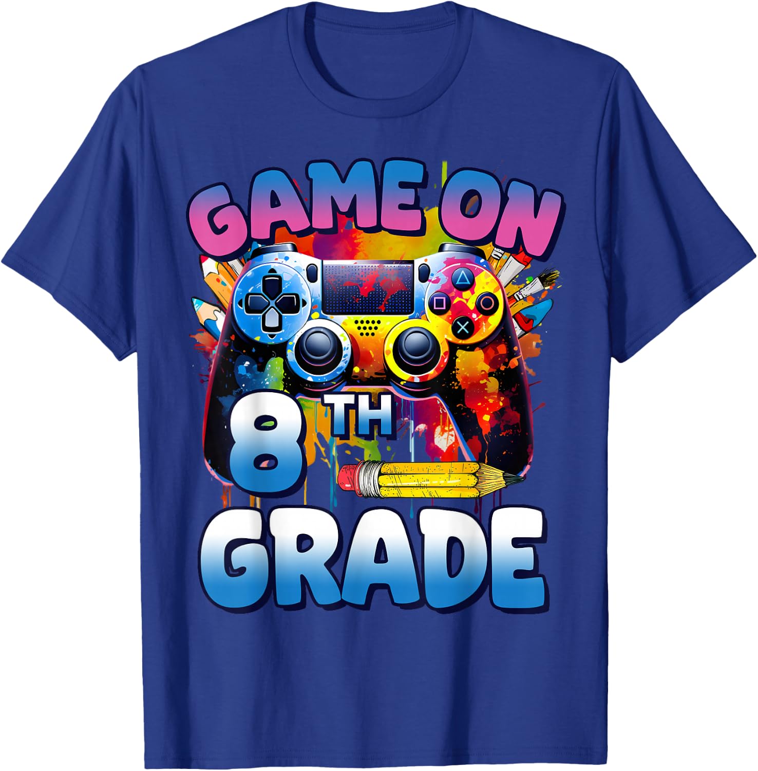 Game On 8th Grade First Day Gamer Shirt Boys T-Shirt - T-Shirt | Royal