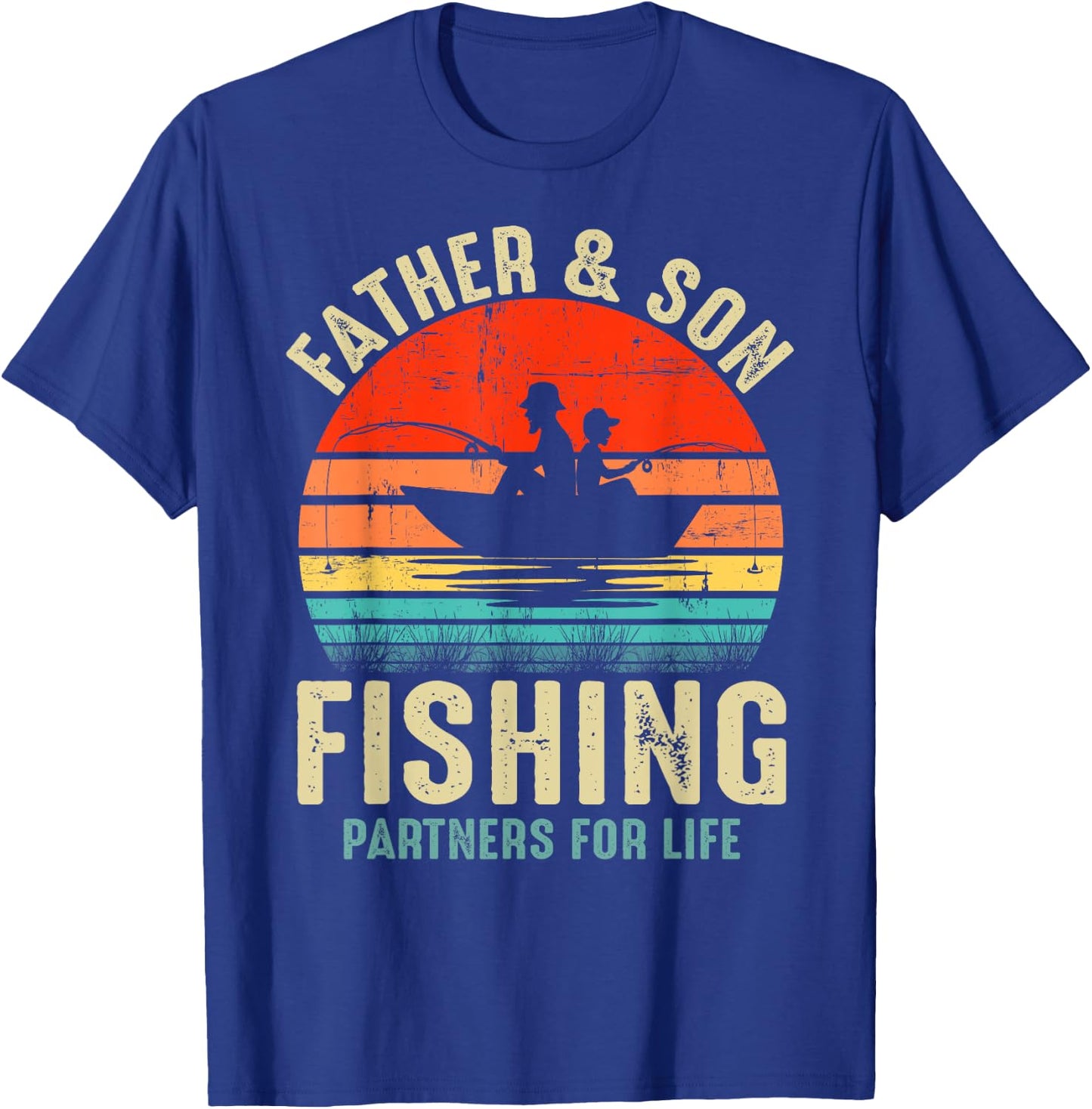 Father and Son Fishing Partner For Life Retro Matching Dad T-Shirt - T-Shirt | Royal