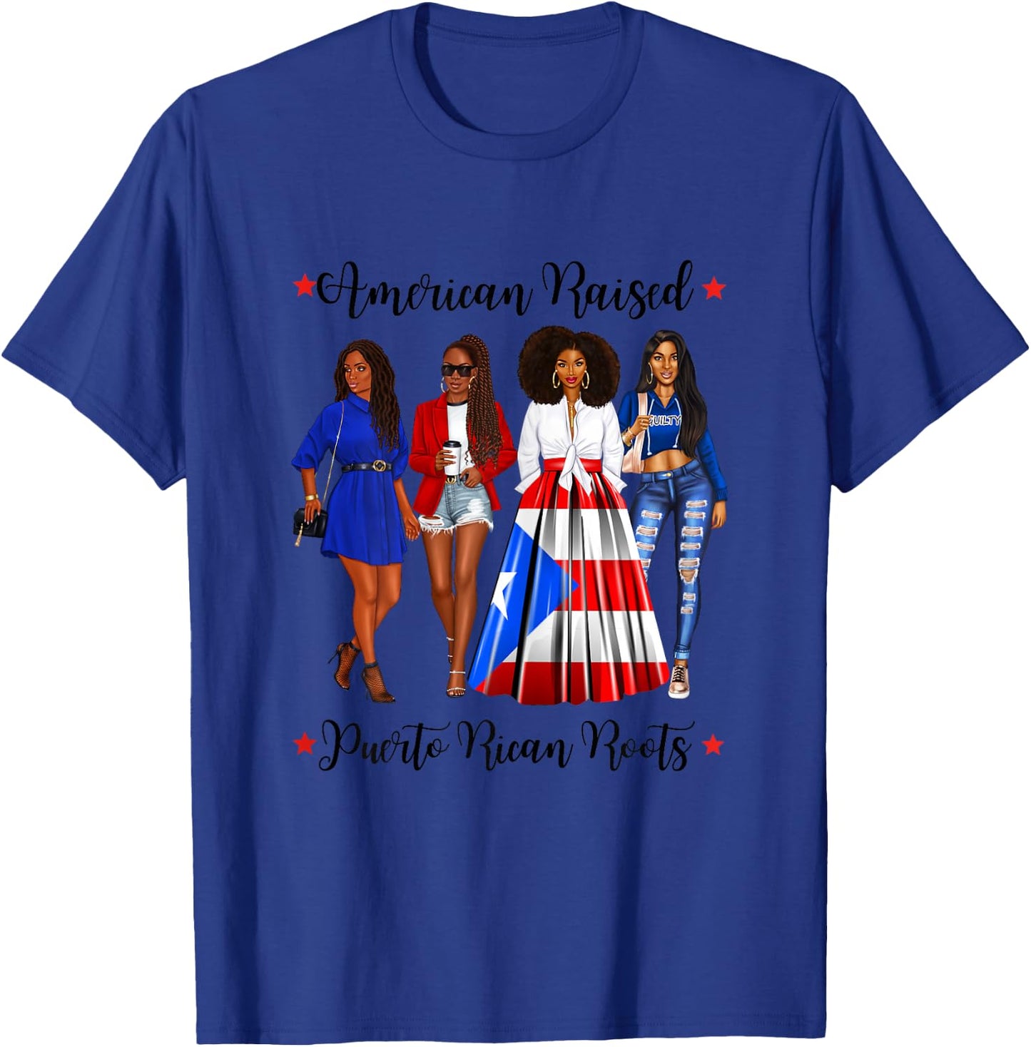 Afro Latina American Raised Puerto Rican Roots Rico T-Shirt - T-Shirt | Royal