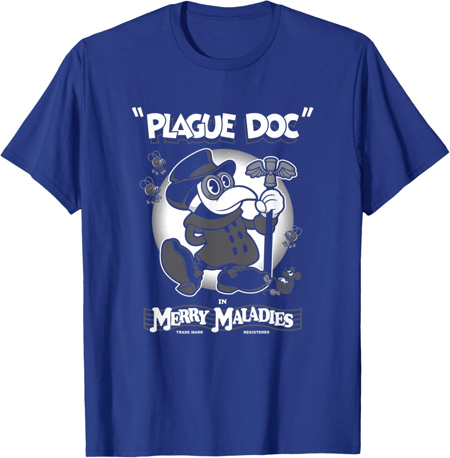 Merry Maladies - Vintage Cartoon Plague Doctor - Rubber Hose T-Shirt - T-Shirt | Royal