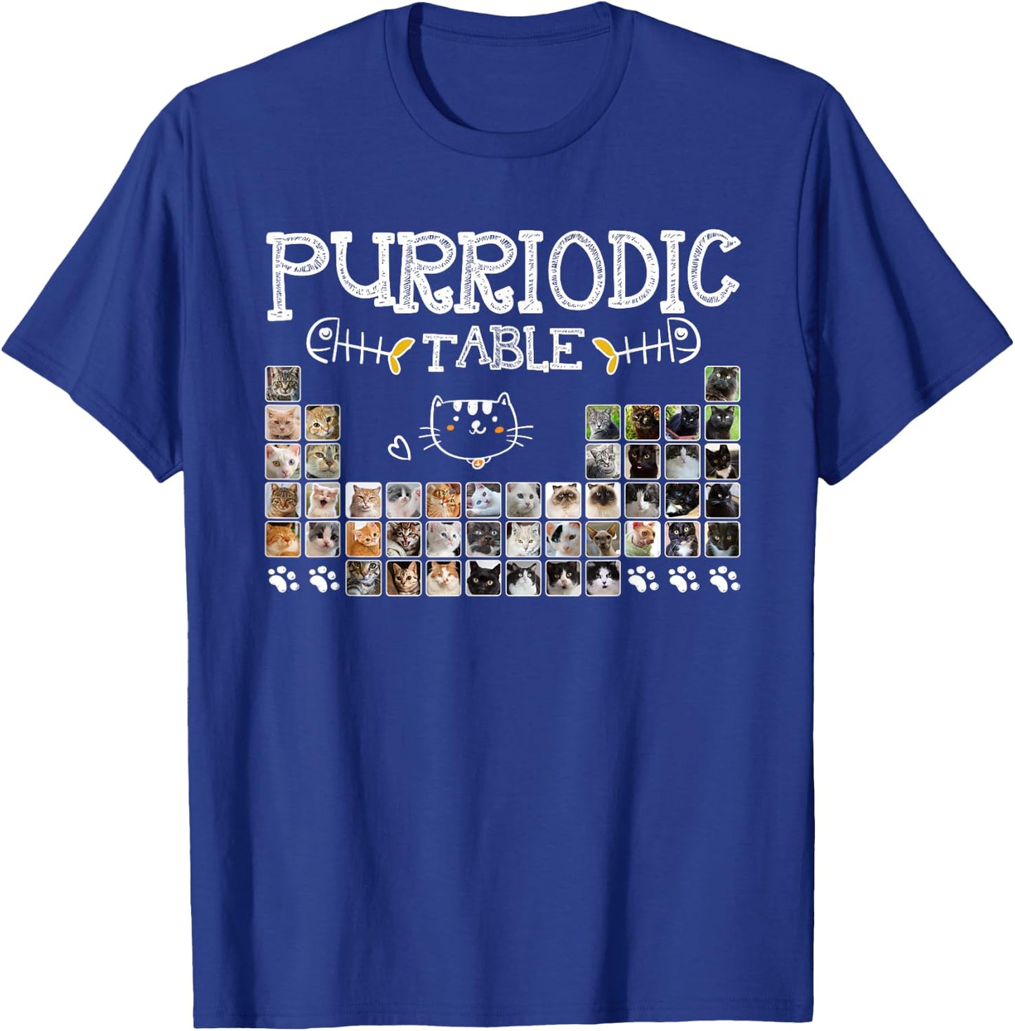 Purriodic Table Cat Funny Cat Chemistry Table of Elements T-Shirt - T-Shirt | Royal