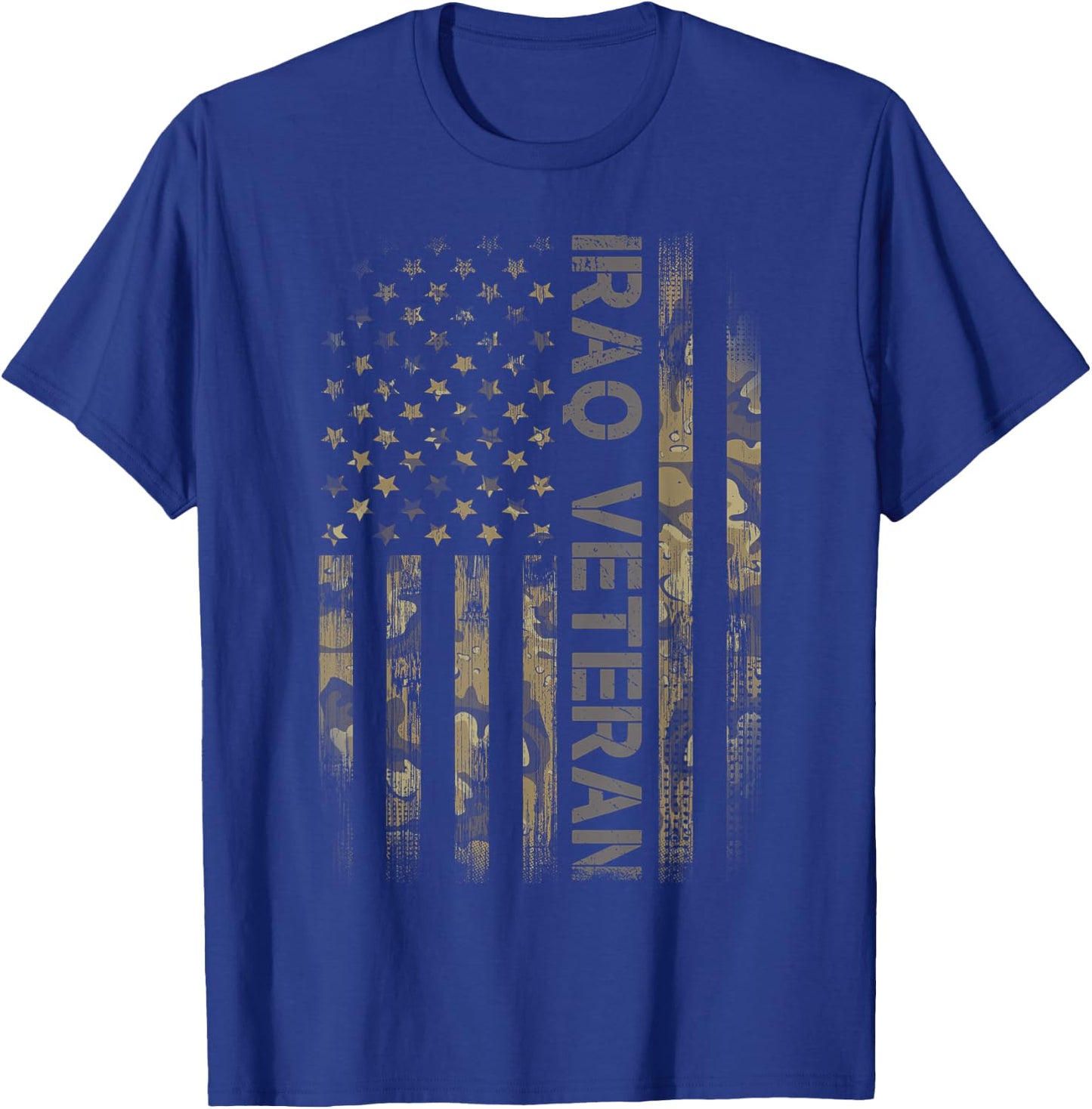 Vintage America Camo Flag Iraq Veteran Camouflage T-Shirt - T-Shirt | Royal