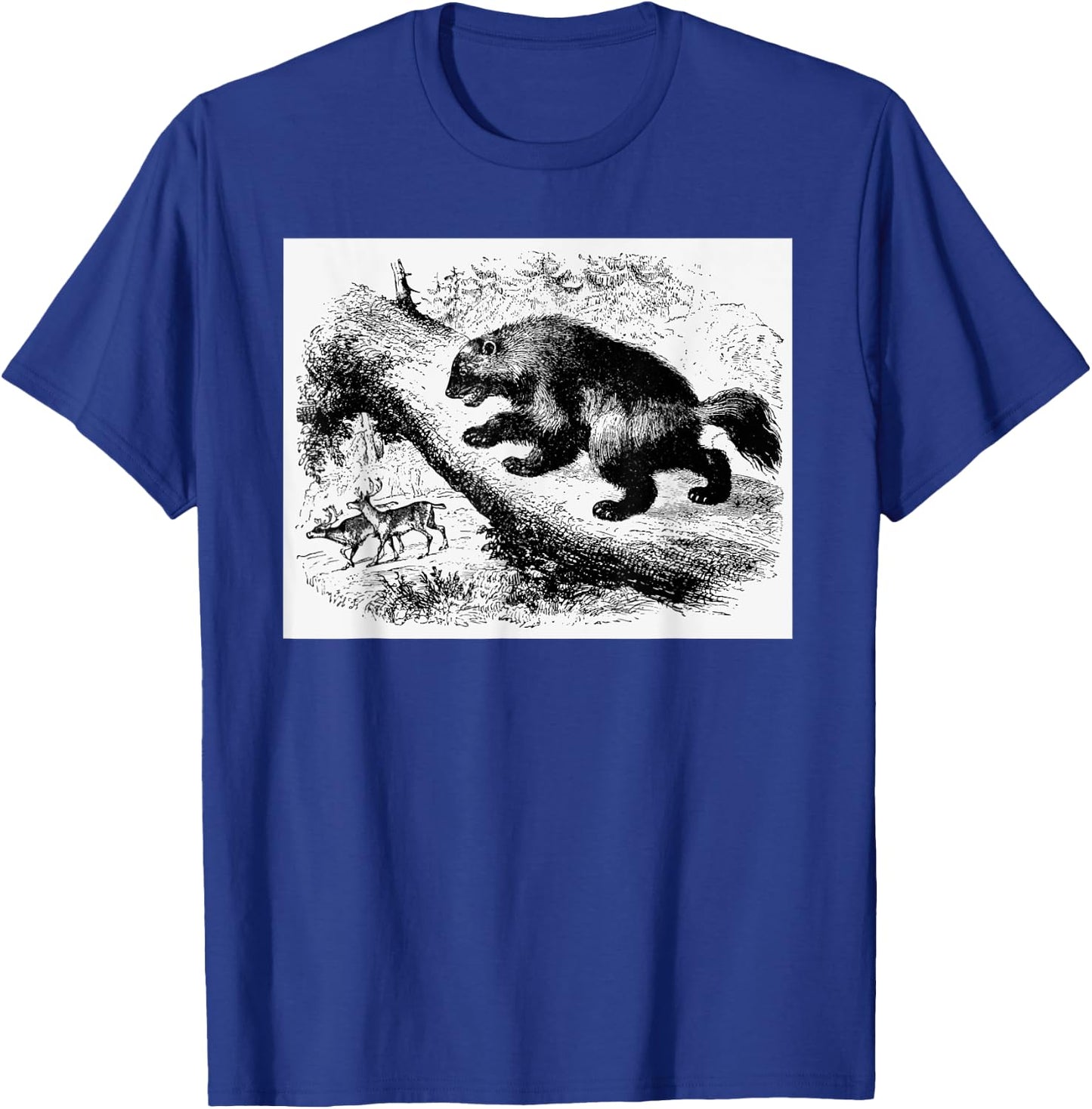 Realist Wild Wolverine Animal Illustration Hand Drawn Art T-Shirt - T-Shirt | Royal