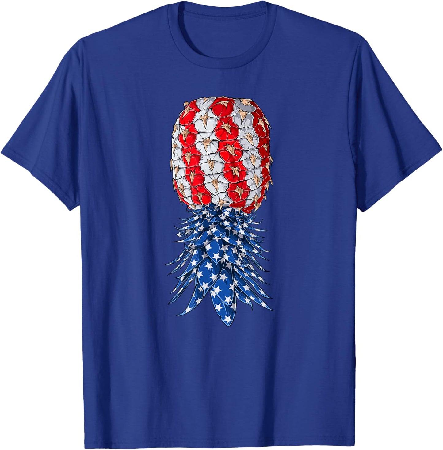 July Patriotic Red White Blue Upside Down Pineapple Swinger Women Men T-Shirt - T-Shirt | Royal