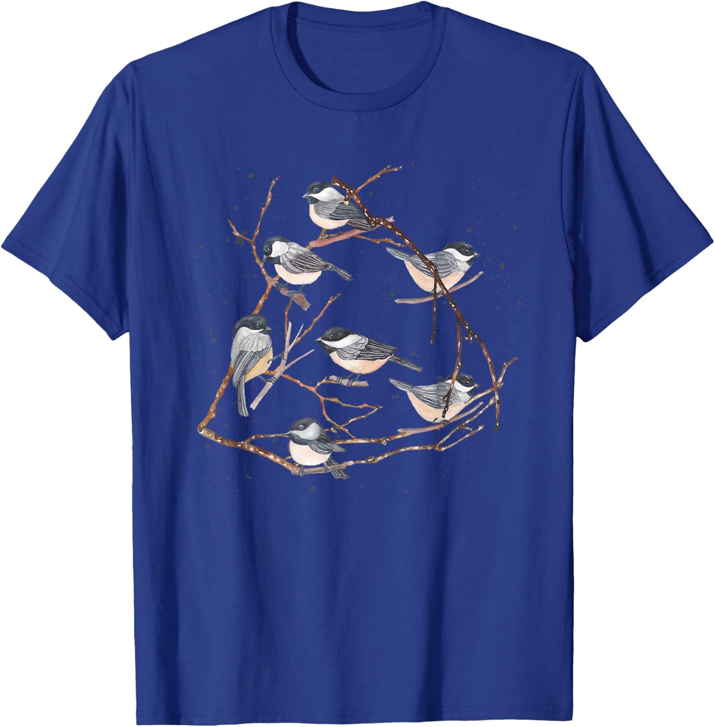 Chickadee Bird Watching Birding Nature Tree Branch Bird T-Shirt - T-Shirt | Royal