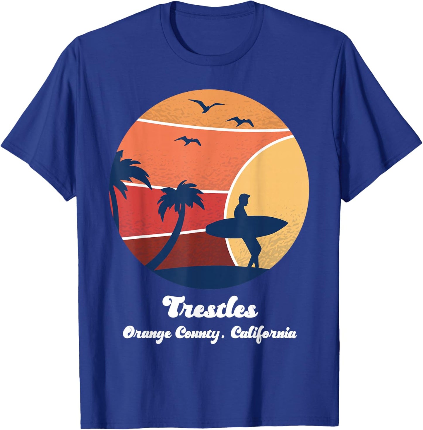 Trestles Orange County California Surfing Vintage Surfer Sun T-Shirt - T-Shirt | Royal