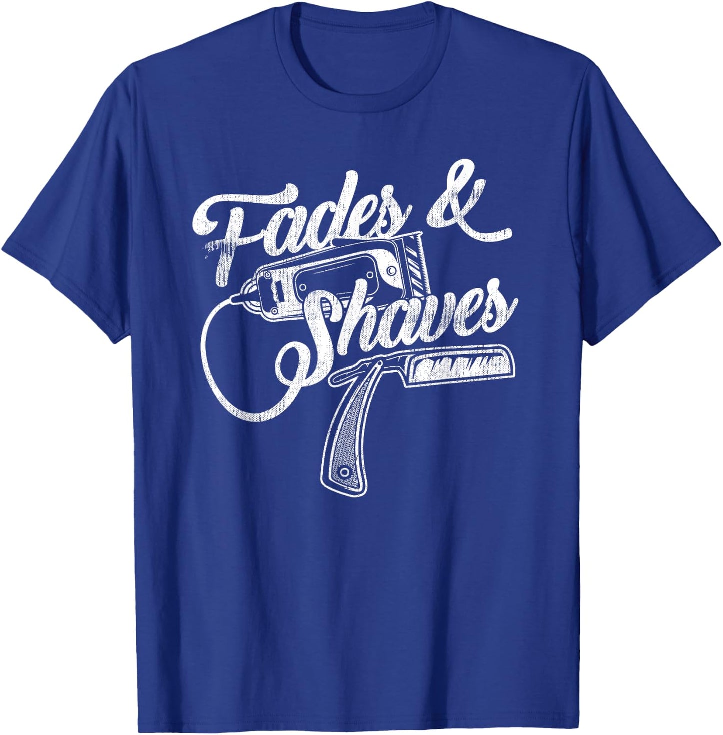 Best Cool Distressed Barber Gift - Grunge Fades and Shaves T-Shirt - T-Shirt | Royal