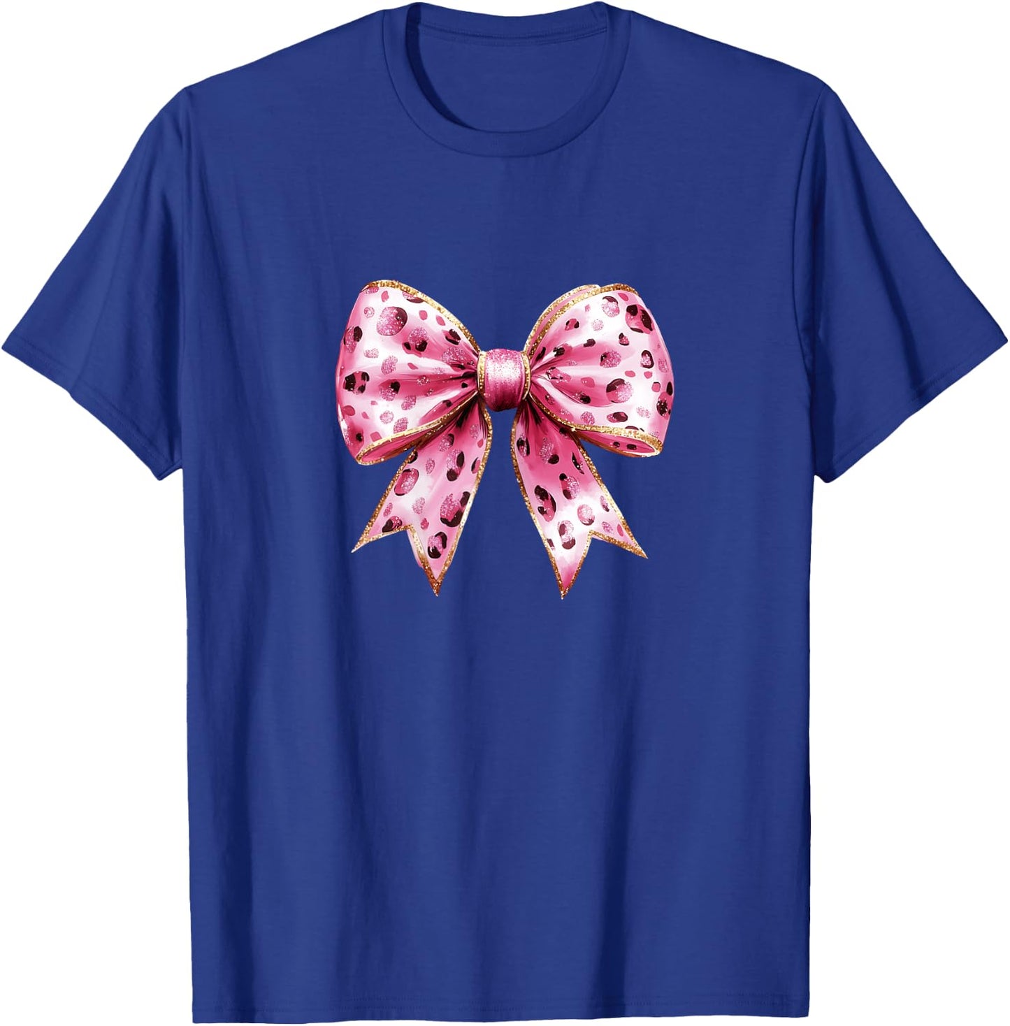 Cute Pink Leopard Bow Graphic & Teen Girls T-Shirt - T-Shirt | Royal