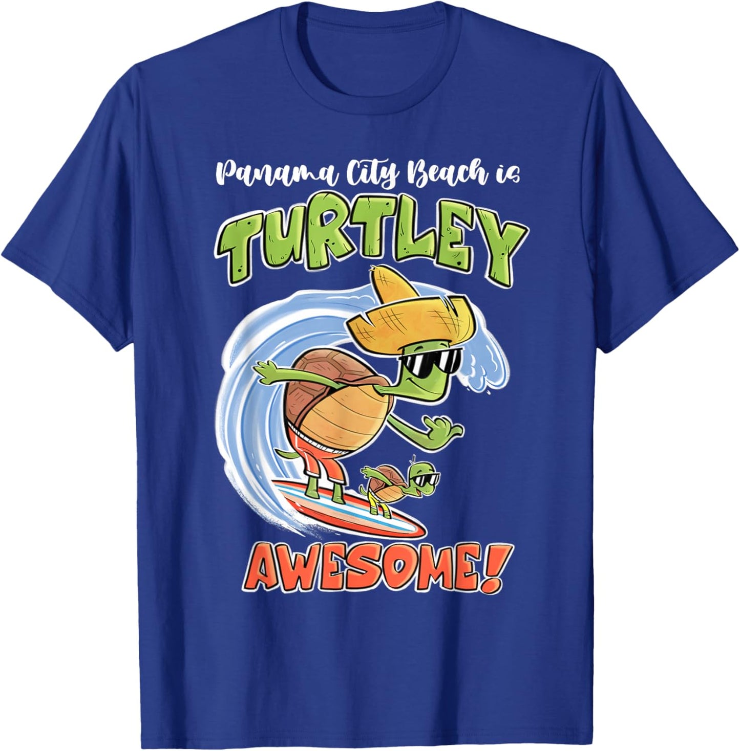 Cute Panama City Beach Kid's shirt Fun Turtle on Surfboard T-Shirt - T-Shirt | Royal