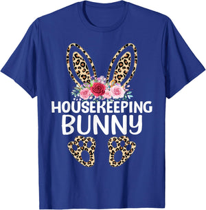 Matching Funny Leopard Print Bunny Housekeeping Easter T-Shirt - T-Shirt | Royal