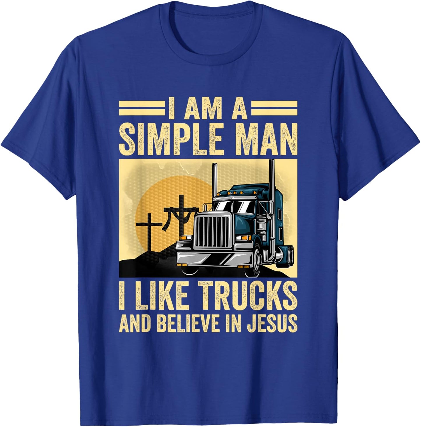 Trucking Religion Truckers Trucks And Jesus T-Shirt - T-Shirt | Royal