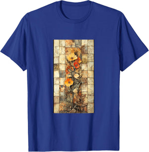 Vibrant Mosaic Tiles Floral Botanical Floral T-Shirt - T-Shirt | Royal