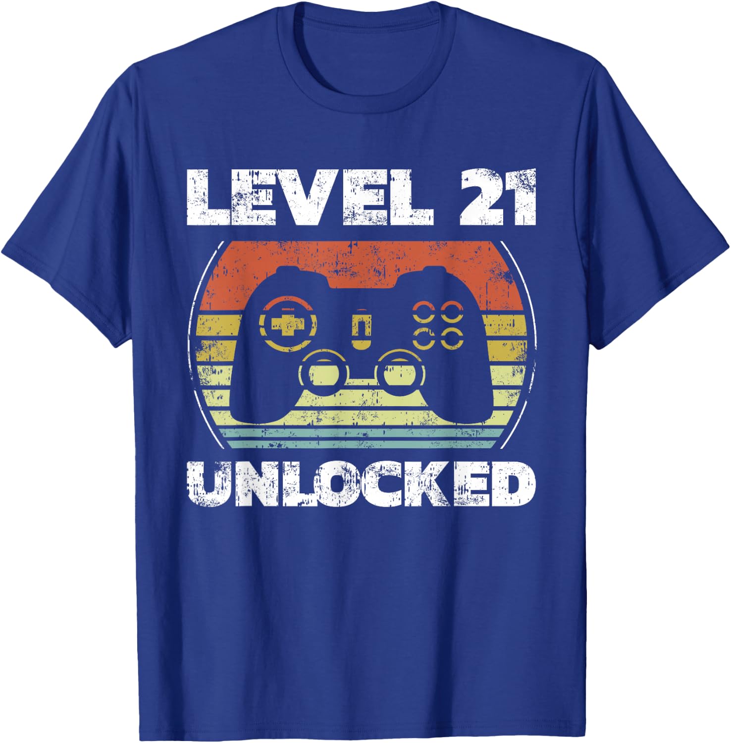 Level 21 Unlocked Funny Video Gamer 21st Birthday T-Shirt - T-Shirt | Royal