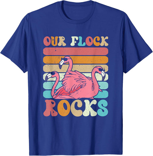 Our Flock Rocks Flamingo Matching Family Vacation T-Shirt - T-Shirt | Royal