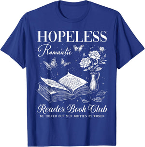 Hopeless Romantic Readers Book Club Vintage Floral Bookish T-Shirt - T-Shirt | Royal