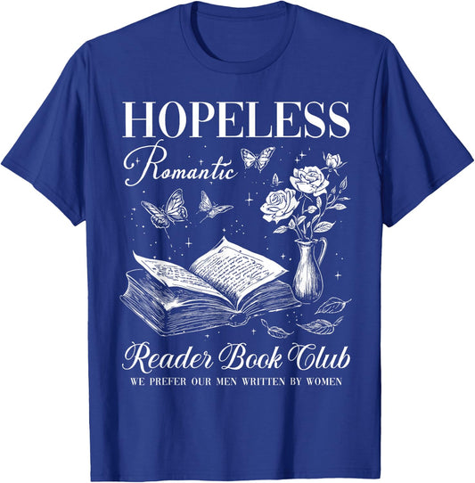 Hopeless Romantic Readers Book Club Vintage Floral Bookish T-Shirt - T-Shirt | Royal