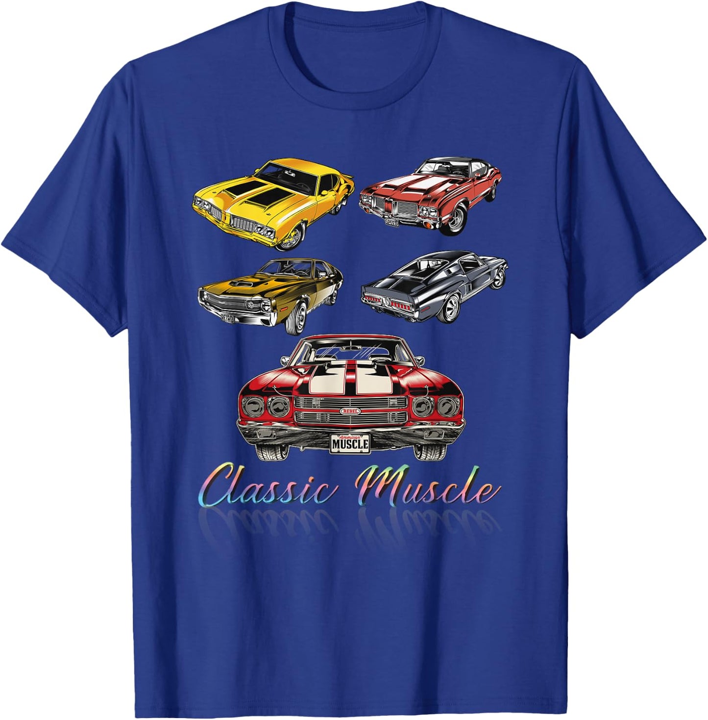 Classic Car American Muscle Cars Novelty T-Shirt - T-Shirt | Royal