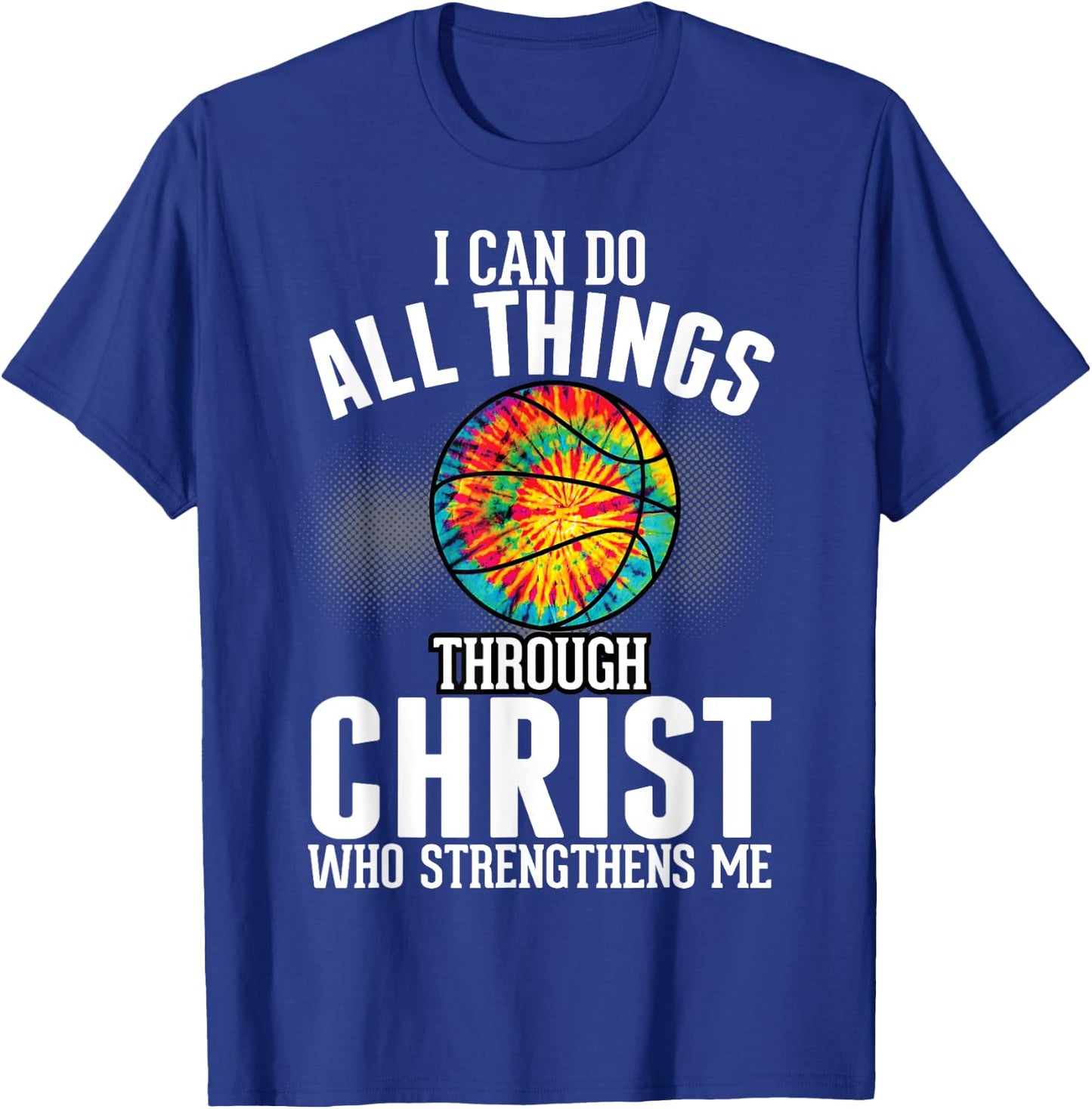 Christian Basketball Fun Men Boys Kids Religious Bible Verse T-Shirt - T-Shirt | Royal