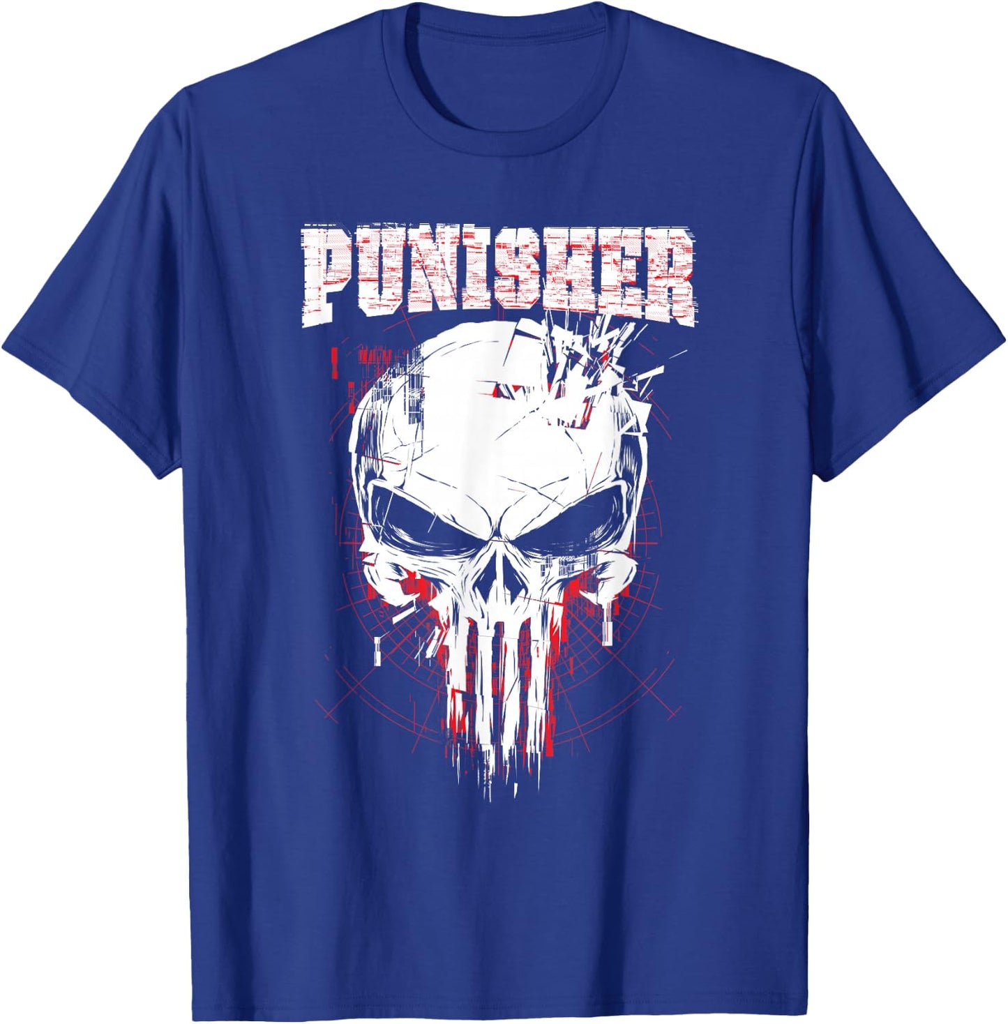 Marvel The Punisher Skull and Red Streaked Logo T-Shirt - T-Shirt | Royal