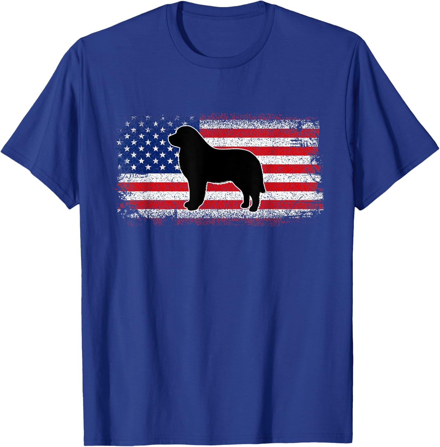 Patriotic USA Amercia Flag Newfoundland Dog Owner T-Shirt - T-Shirt | Royal