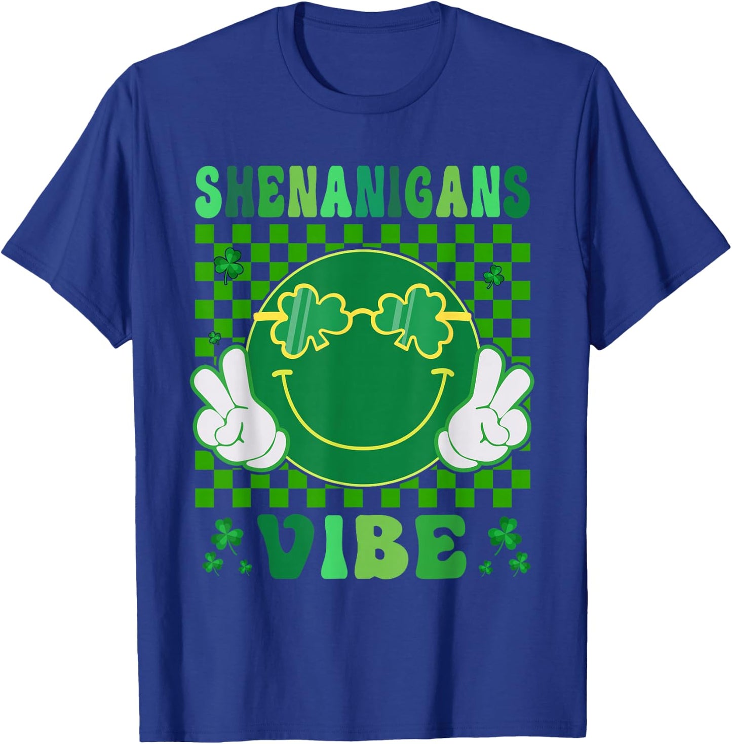 Shamrock St Patricks Day Shirts Women Men Kids Groovy Lucky T-Shirt - T-Shirt | Royal