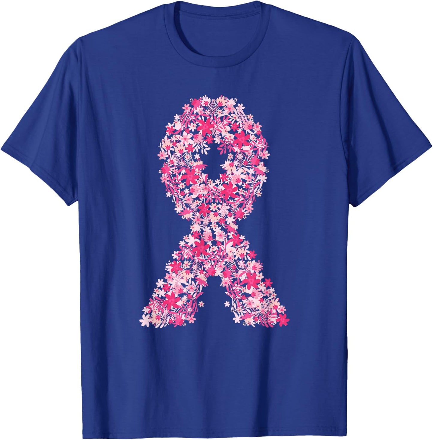 Floral Pink Ribbon Breast Cancer Awareness Shirts T-Shirt - T-Shirt | Royal