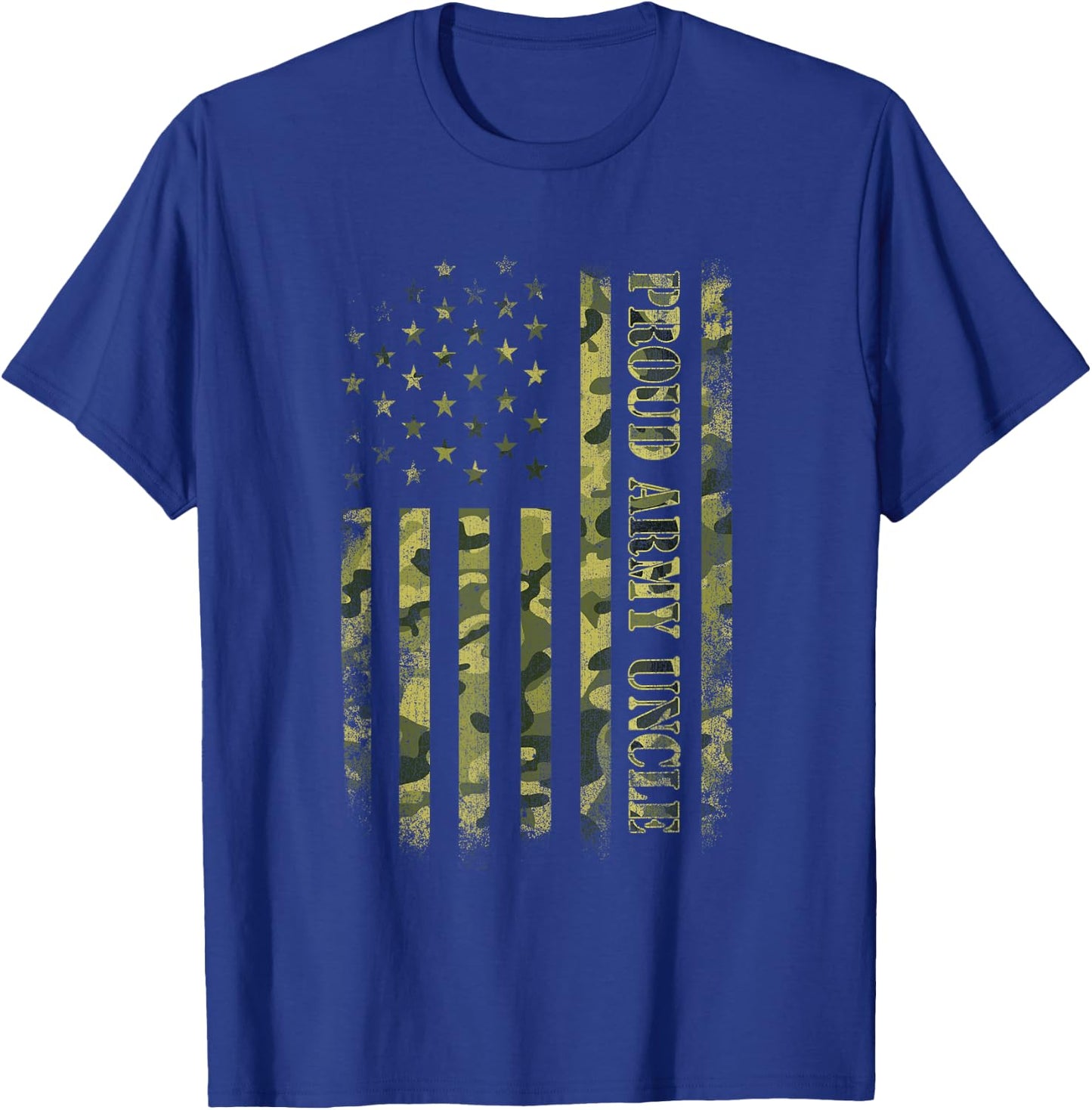 Proud Army Uncle Shirt American Flag Camouflage Military Men T-Shirt - T-Shirt | Royal