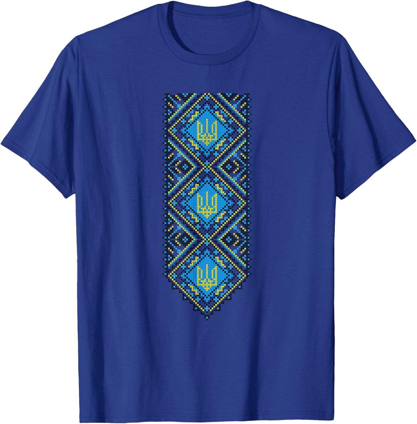 Ukrainian Embroidery Vyshyvanka Print Folk Ethnic Ornament T-Shirt - T-Shirt | Royal