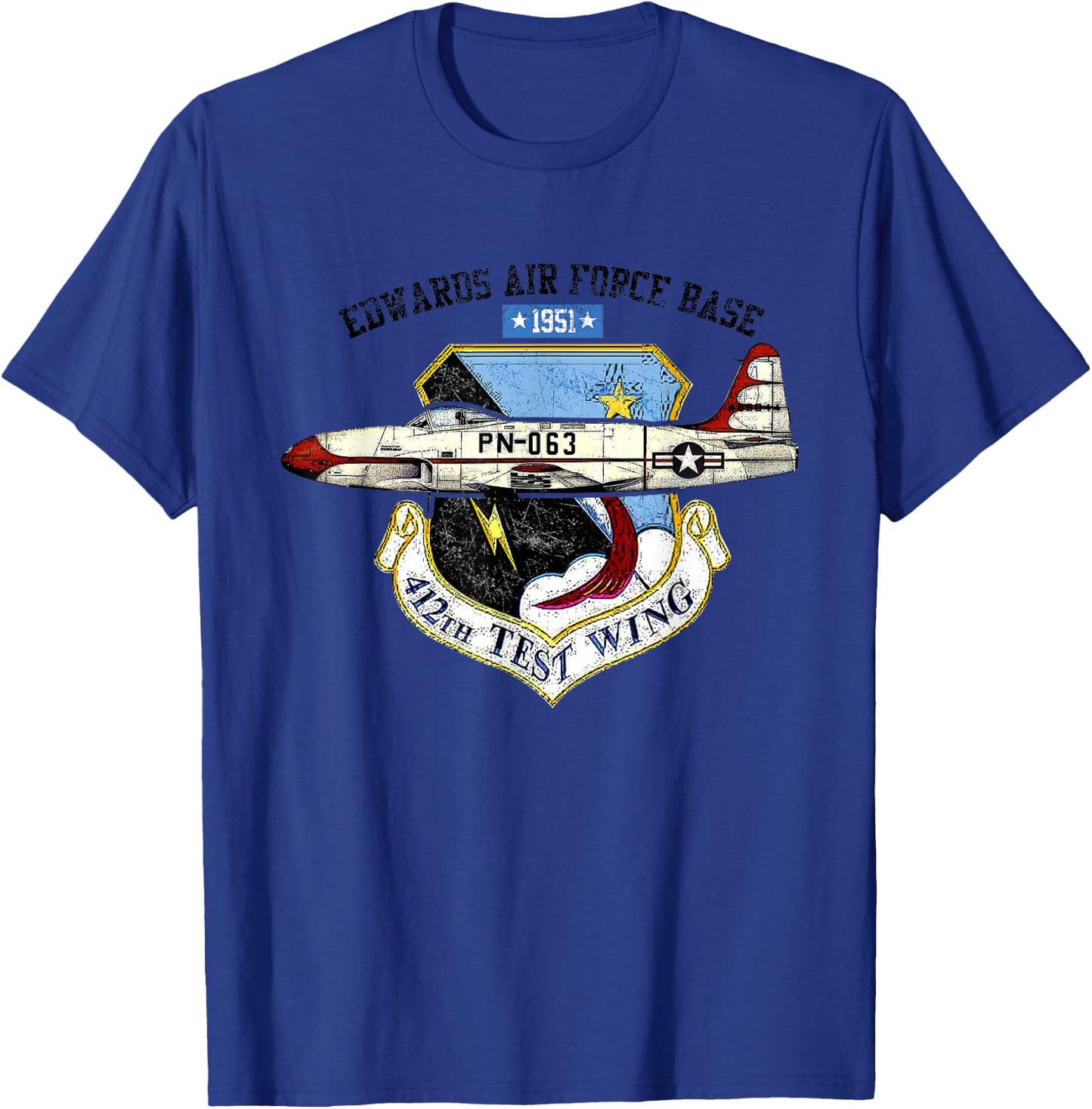 Vintage 1951 Test pilot, Edwards Air Force Base T-Shirt - T-Shirt | Royal