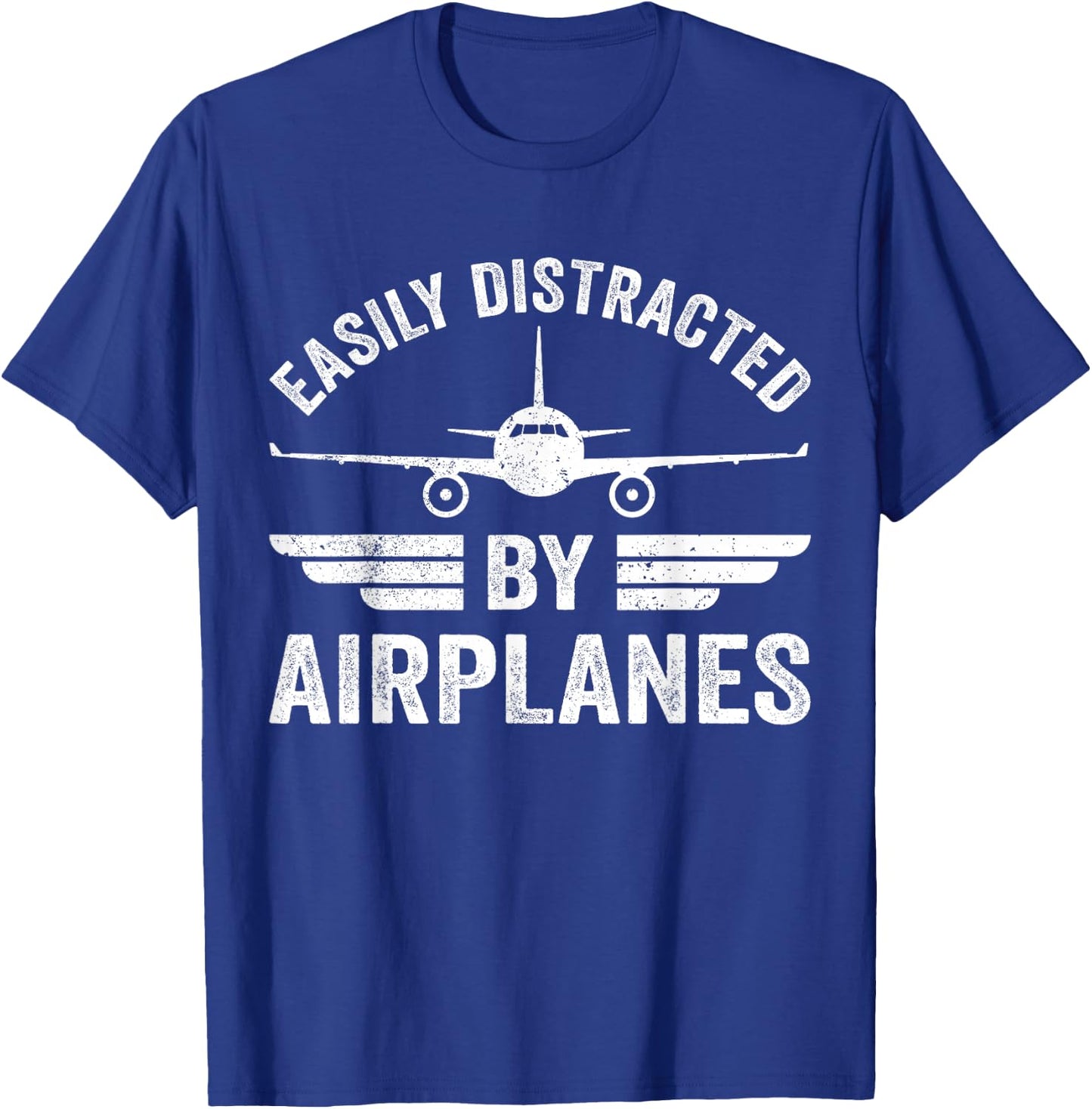 Easily Distracted By Airplanes Funny Aviation Pilot Airplane T-Shirt - T-Shirt | Royal