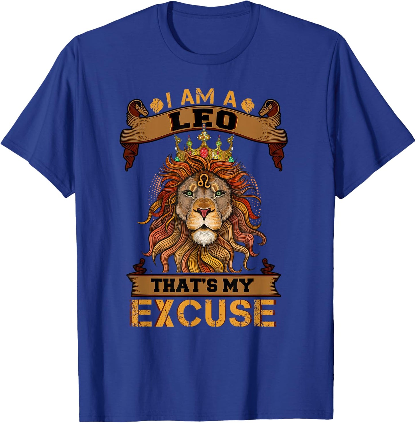 Lion graphic art July August Birthday Gifts Leo Zodiac sign T-Shirt - T-Shirt | Royal