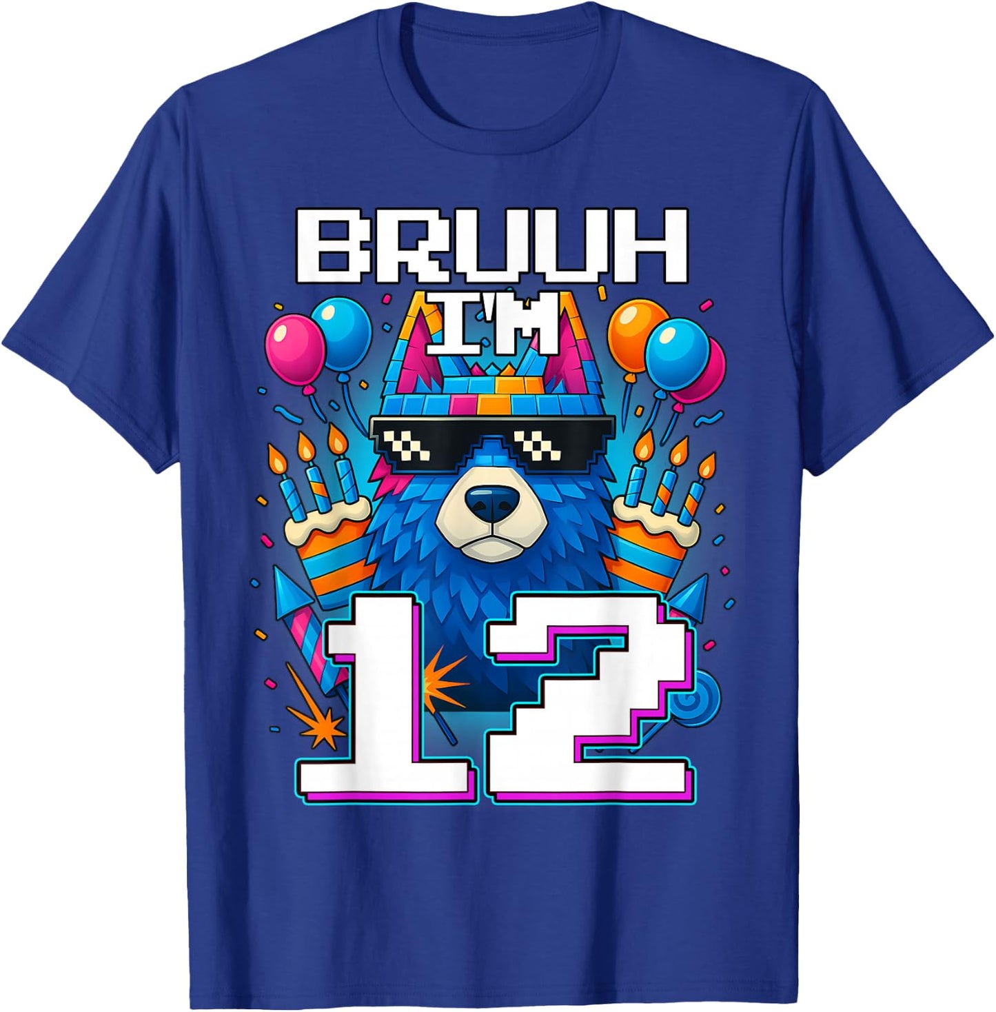 Bruh I'm 12 Years Old 12th Birthday Wolf Boy Family Party T-Shirt - T-Shirt | Royal