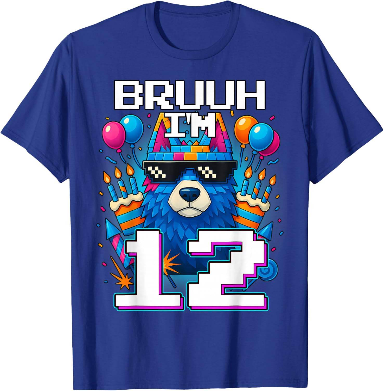 Bruh I'm 12 Years Old 12th Birthday Wolf Boy Family Party T-Shirt - T-Shirt | Royal